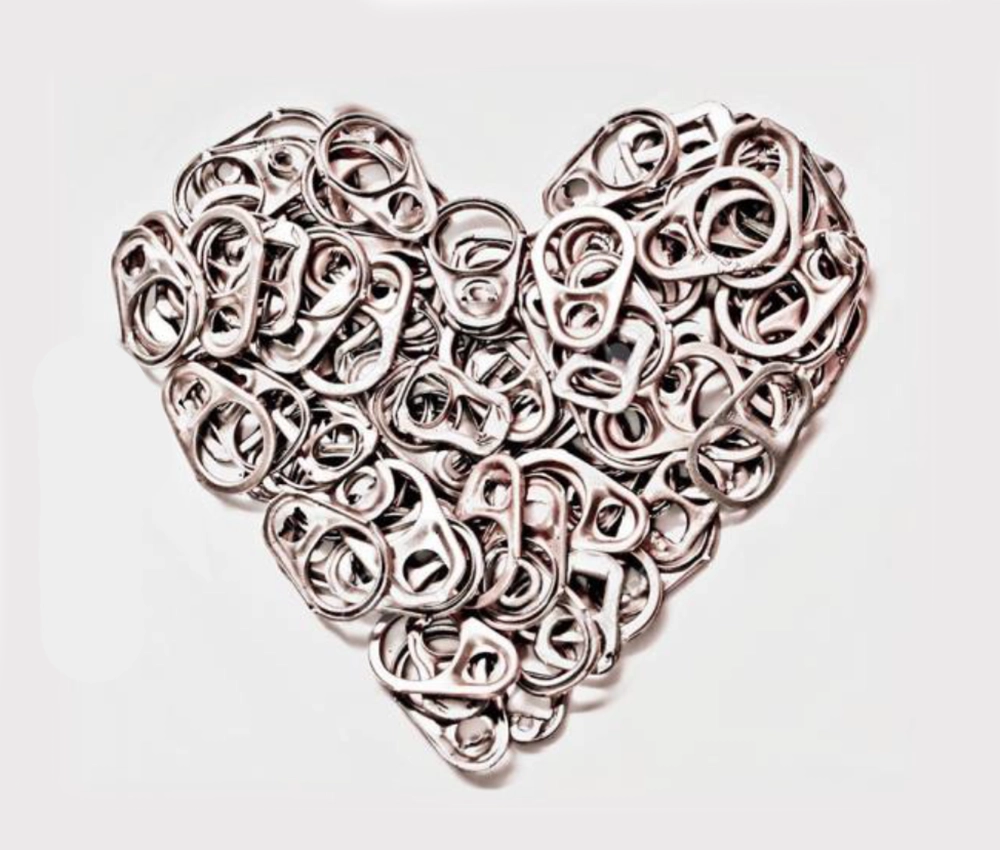 Pop Tabs shaped into a heart