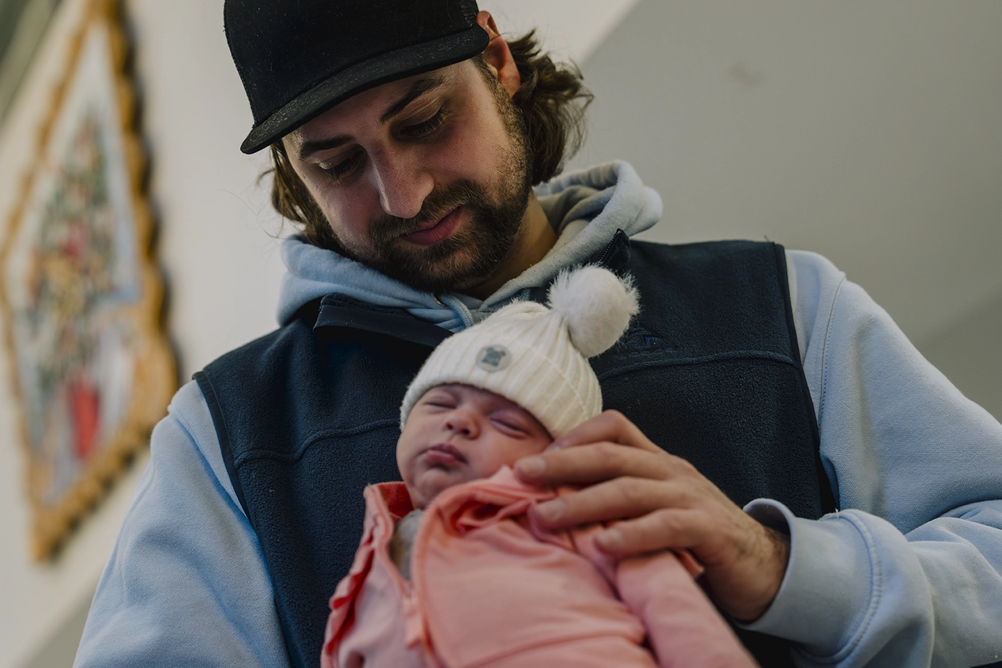 Dad holding baby