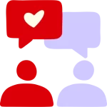 Hand drawn icon of 2 people talking